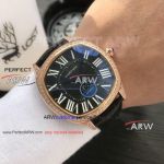 Perfect Replica Drive De Cartier Moonphase Rose Gold Diamond Case Black Dial Watch